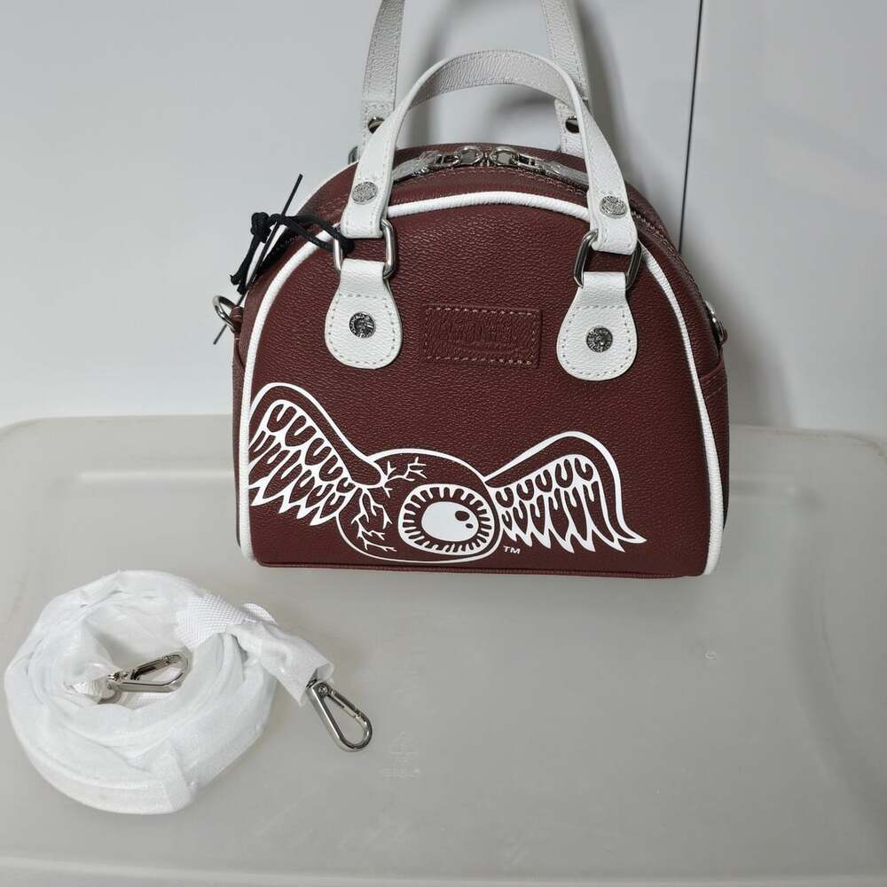 Von Dutch Brown & White Two-Tone Bowling Bag with Wings Design - Picture 1 of 10